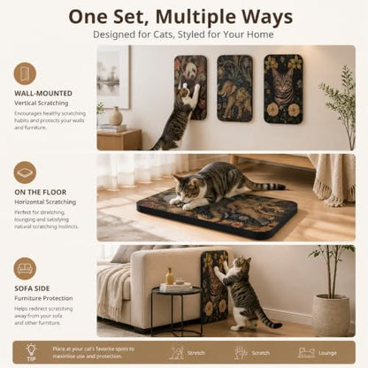 4 Pack Cat Wall Scratcher, Art Cat Scratching Board for Cats - Image 4