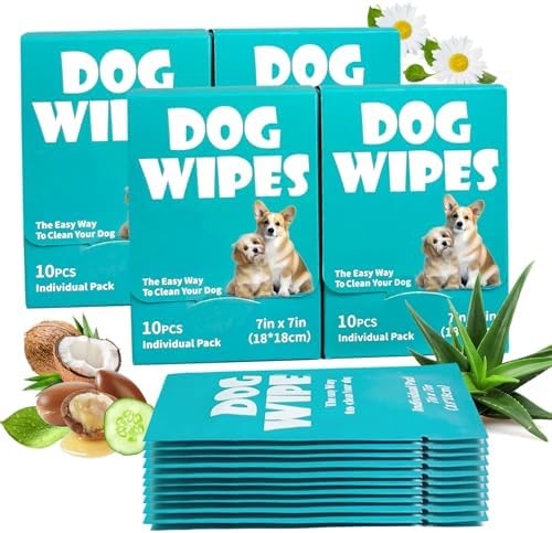 Dog Wipes, Pet Grooming Cleaning Wipes for Dogs, Individual Packs by Falatong