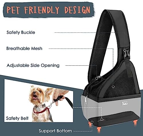 Lukovee Pet Sling, Hands Free Hard Bottom Papoose for Puppy Small Dogs - Image 2