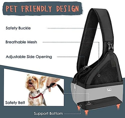 Lukovee Pet Sling, Hands Free Hard Bottom Papoose for Puppy Small Dogs - Image 2