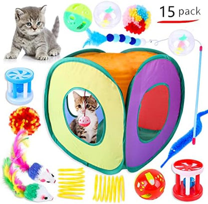 Cat Play Tunnel,Occupiedpet Collapsible Cube Tent with 3 Entry Points - Image 3