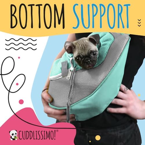 Cuddlissimo Small Dog Sling Carrier, Pet Cat Sling, Puppy Pouch - Lagoon-L - Image 7