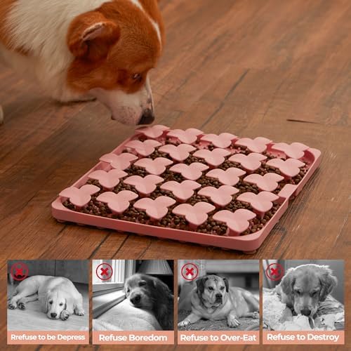 Puzzle Feeder Snuffle Mat for Dogs, Lick Mat for Dogs to Slow Down Eating, Dog Puzzle Toys for Large and Medium Breed Dogs, Silicone Dog Bowls for Dry, Wet, Raw Food, Pink - Image 5