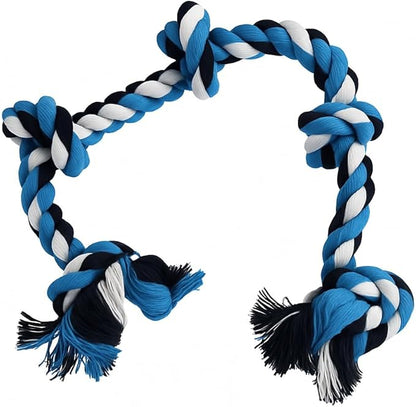 Pup Quartet Dog Rope Toy for Aggressive Chewers – 36-Inch Tug of War Dog Toy – 5-Knot Heavy Duty Rope Toys for Dogs – Virtually Indestructible Chew Toys for Medium & Large Dogs
