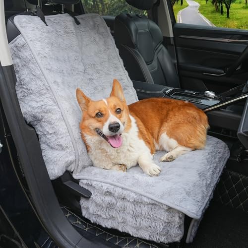 Dog Car Seat Cover, Waterproof Plush Pet Seat Protector, Gray, Front Seat by AEEISHOMEREFORM