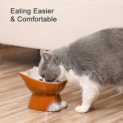 Nihow Elevated Cat Bowls,6 Inch Ceramic Raised Cat Food Bowl for Feeding - Image 5