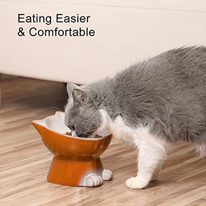 Nihow Elevated Cat Bowls,6 Inch Ceramic Raised Cat Food Bowl for Feeding - Image 5