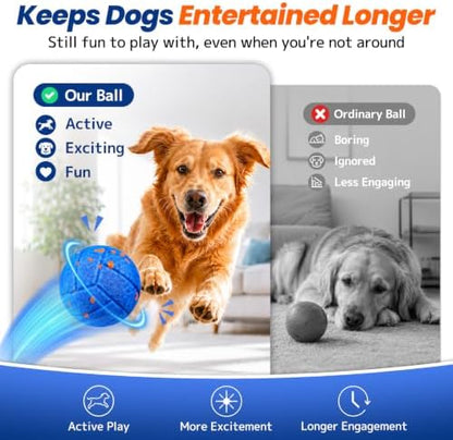 Smart Interactive Dog Toy to Keep Them Busy, Automatic Moving, E-TPU Material, 3 Interactive Modes, IPX7 Waterproof, USB Rechargeable, Active Rolling Ball for Puppy, Medium and Large Dogs (Blue) - Image 2