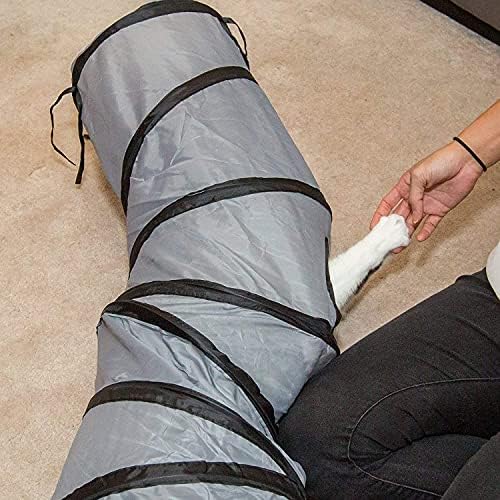 PetLike S Way Cat Tunnel Collapsible Pop-up Pet Tube Hideaway Play Toy with Ball (S-Way, Grey and Green) - Image 5