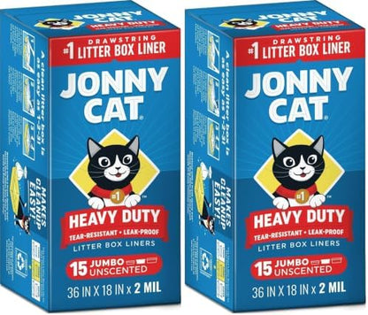 Jonny Cat Litter Box Liners: Heavy Duty - Tear & Leak Resistant - Drawstring Close - Jumbo, 1 Count (Pack of 30) by JonnyCat