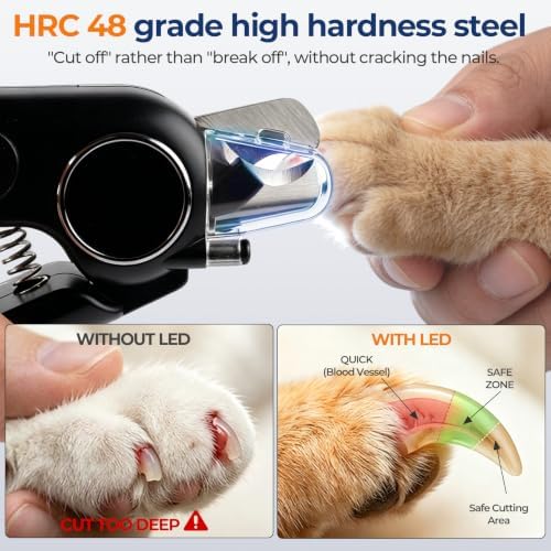 2-in-1 Dog Nail Clippers Grinder, HRC-48 Deep-U Blade for Thick Nails, LED - Image 3