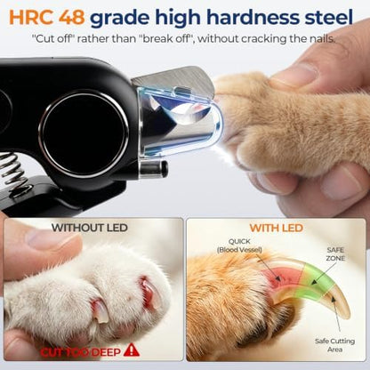 2-in-1 Dog Nail Clippers Grinder, HRC-48 Deep-U Blade for Thick Nails, LED - Image 3