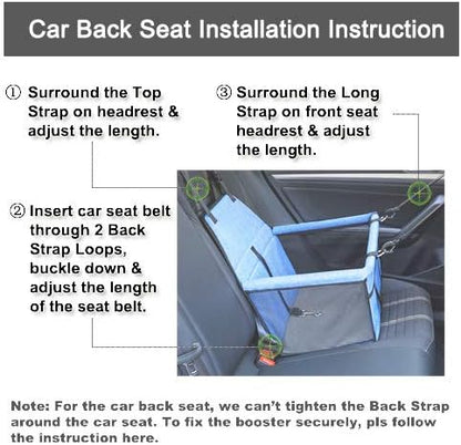 Pet Car Seat, Sturdy Reinforced Structure, Shortened Leash with Metal Snap Hook, Loops for Seat Belt, Waterproof Thick Soft Fleece Pad, Ideal for Puppy and Small Pets