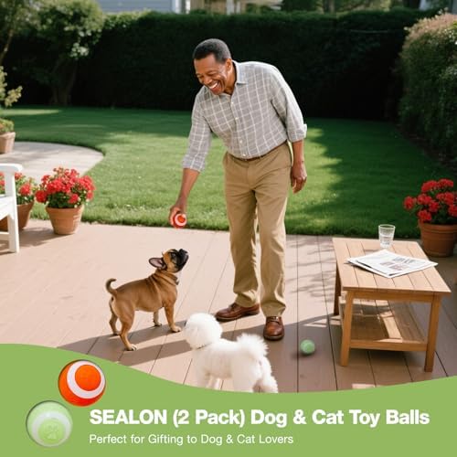 SEALON BL01A01 Green 2 Pack Automatic Rolling Cat Ball Toy with Obstacle Avoidance & Hunting Stimulation for Multi-Cat Households, Ideal for Lounges, Cat Tree Areas, Balconies & Pet Zones - Image 3
