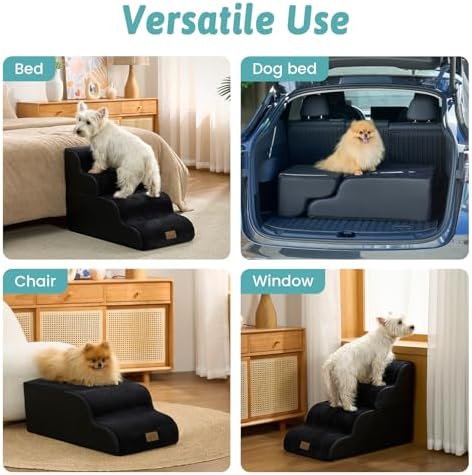 COZY KISS Detachable Wide Stairs for Small Dogs, Pet Steps for Bed, Black - Image 6