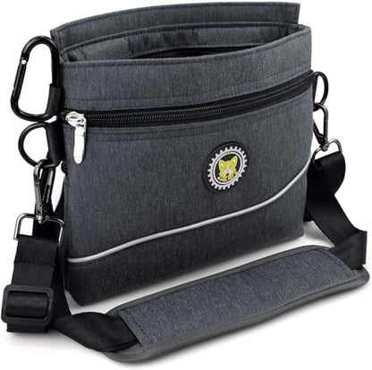 Viklluyr Dog Treat Pouch with Magnetic Closure, 2 Zip Pockets, Removable Inner Pocket, Padded Shoulder Strap, Perfect Food Bag for Agility Training - Including Carabiner by Viklluyr