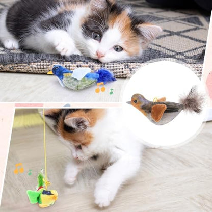 3Pcs Flying Bird Cat Toys, Interactive Chirping Bird Cats Feather Toys - Image 4