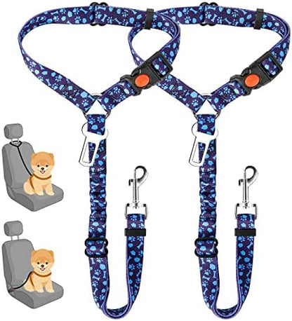 SlowTon Dog Seat Belt for Car, 2 Pack Dog Car Harness Seatbelt with Bungee by SlowTon