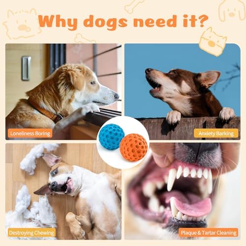 HIPPIH Indestructible Squeaky Dog Toys, Interactive Dog Balls 2 Pack - Image 4