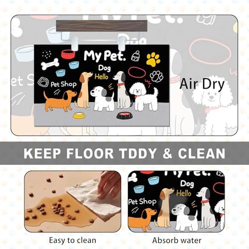 HOMETITUTE Dog Feeding Mat Dog Bone Paw Bowl Placemat 20 x 12 Inch - Image 6