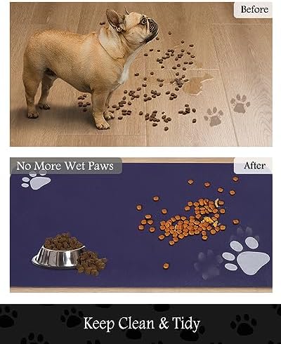 Pet Feeding Mat-Absorbent Dog Mat for Food and Water Bowl-No Stains Quick Dry Water Dispenser Mat-Dog Accessories Pet Supplies-Bowl for Messy Drinkers（Navy,16"x24" - Image 3