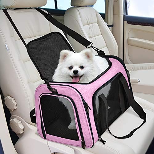 Henkelion Large Cat Carriers Dog Carrier Pet Carrier for Large Cats Dogs Puppies up to 25Lbs, Big Dog Carrier Soft Sided, Collapsible Travel Puppy Carrier - Large - Pink - Image 5
