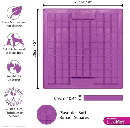 LickiMat Classic Playdate Slow Feeder for Dogs Lick Mat Boredom Anxiety Reducer Perfect for Food Treats Yogurt Liquid Food Peanut Butter Fun Alternative to a Slow Feed Dog Bowl, Purple - Image 2