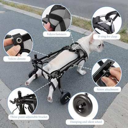 Grey Dog Wheelchair for Back Legs,Pet Walk Tools Comfortable Breathable Mesh for Dogs，Adjustable Mobility Aid for Disabled Pets, Leg Brace and Hip Support - Image 7