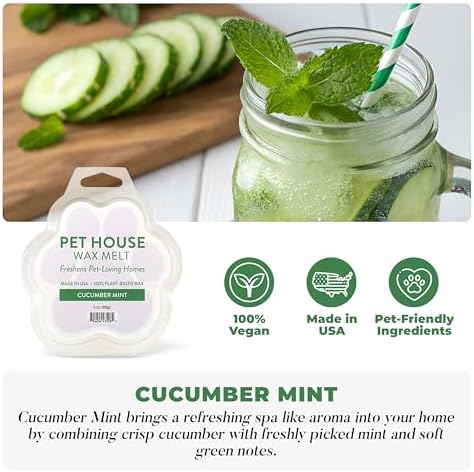 Cucumber Mint Spring and Summer Wax Melts Plant-Based Wax, Pet House - Image 2