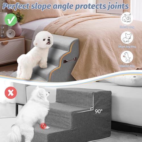 Gimars Extra Wide Sturdy 30D High Density Foam Dog Stairs for Sofa, Pet Stair for Small Medium Dog, Non-Slip, Easy Clean Removable Washable Cover - Image 4