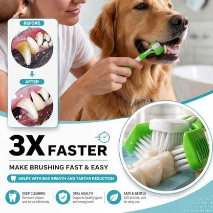 Dog Toothbrush, 360 Degree Finger Toothbrushes, Triple Head Toothbrushes, Double Head Toothbrush,Cleaning Brushes for Dog Cat Oral Dental Health (9 Pack) - Image 2