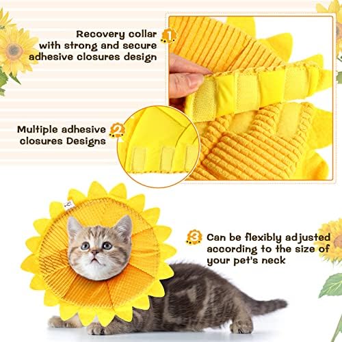 Sunflower Cat Recovery Cone Collar Soft Adjustable Elizabethan Cone,Small - Image 4