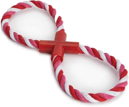 Figure 8 Dog Toys Fun and Colorful Choices Tug Toss Fetch Play Ropes or Rubber Loops (Rope X Red)