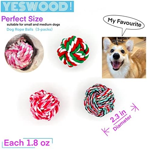 YESWOOD! Rope Balls for Dogs Small Breed,3-Pack Pink Cute Dog Teething Toy - Image 2