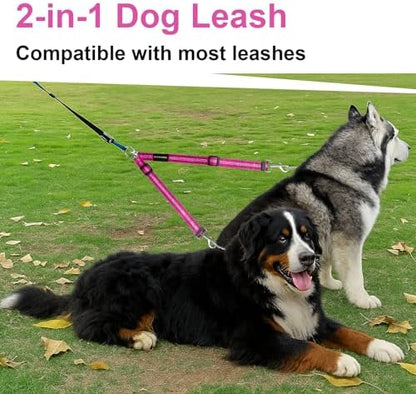 MingXpet Double Dog Leash for Two Dogs, No Pull Dog Leash, 360° Swivel No Tangle for Large Dogs Walking & Training, Shock Absorbing Reflective Bungee, Rose - Image 6