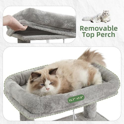 Gitelsnour Cat Tree, 43.3'' Cat Tower with Hammock for Kittens GCT004SW - Image 2
