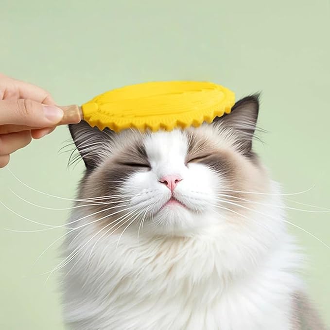 Durian Shape Pet Grooming Brush for Cats Self Cleaning Slicker Brush Remove Loose Fur Massage Comb for Long Short Haired Cats Kitten Puppy Soft Silicone Bristles Easy to Clean