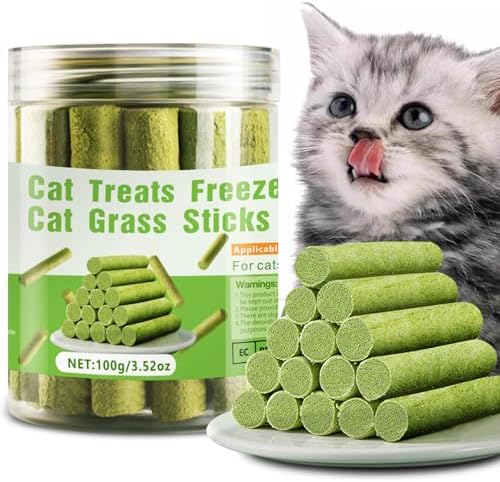 Cat Grass Sticks | 200g Delicious Edible Teething Chew Toy | Teeth Cleaning & Hairball Removal by Unknown