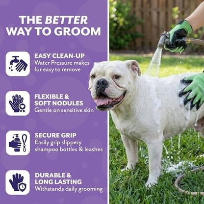 H HANDSON Pet Grooming Gloves - Patented #1 Ranked, Award Winning Shedding, Bathing, & Hair Remover Gloves - Gentle Brush for Cats, Dogs, and Horses (Black, Medium) - Image 5