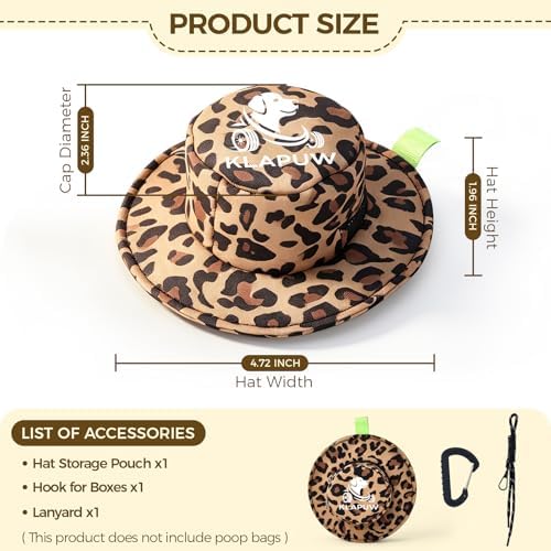 Hat Shaped Dog Poop Bag Holder, Waterproof Clip On Waste Bag Dispenser, Portable Leash Attachment Dog Walking Gear for Small Large Dogs, Leopard Print - Image 3