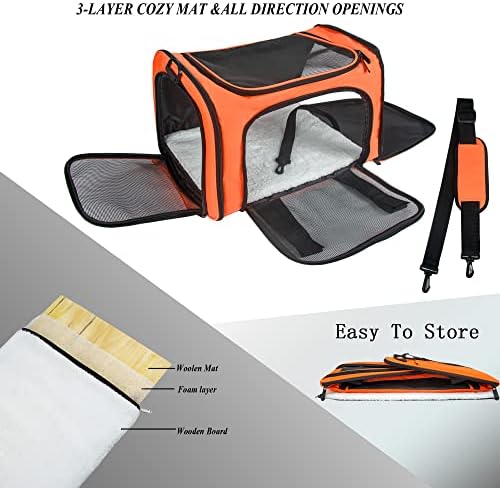 Soft Sided Carrier for Small Medium Cats Dogs,TSA Airline Approved Collapsible Travel Pet Carrier (Medium, Orange) - Image 5