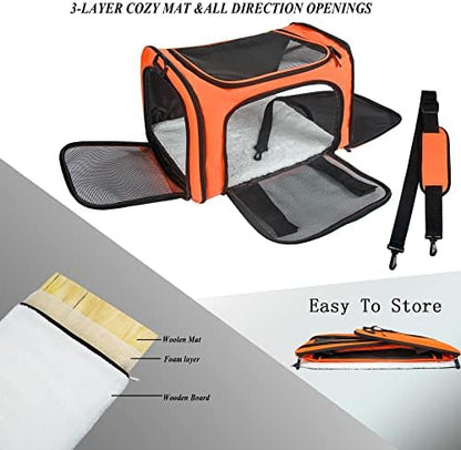 Soft Sided Carrier for Small Medium Cats Dogs,TSA Airline Approved Collapsible Travel Pet Carrier (Medium, Orange) - Image 2