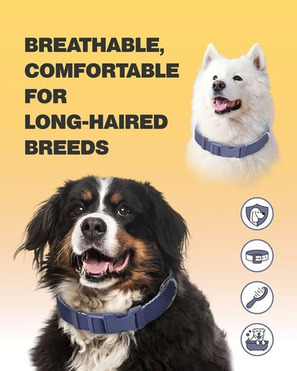 Dynmeow Soft and Breathable Cotton Dog Collar, Durable Adjustable Heavy-Duty Pet Collar with Quick-Release Buckle, Lightweight for Sensitive Skin for Large Dogs, Navy-Blue, L
