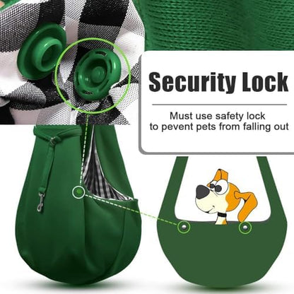 Tomkas Small Dog Cat Sling Carrier Puppy Purse Travel Wrap Soft Crossbody Pet Bag (Emerald Green, M - Zip Pocket & Adjust Strap) - Image 7