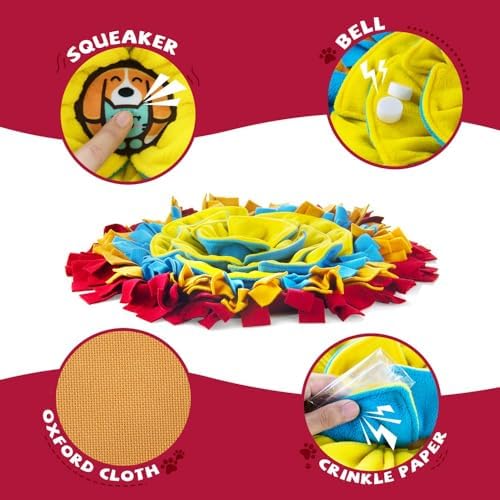 AWOOF Pet Snuffle Mat for Dogs, Interactive Feed Game for Boredom, Encourages Natural Foraging Skills for Cats Dogs Bowl Travel Use, Dog Treat Dispenser Indoor Outdoor Stress Relief (red) - Image 6