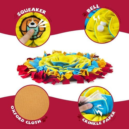 AWOOF Pet Snuffle Mat for Dogs, Interactive Feed Game for Boredom, Encourages Natural Foraging Skills for Cats Dogs Bowl Travel Use, Dog Treat Dispenser Indoor Outdoor Stress Relief (red) - Image 6