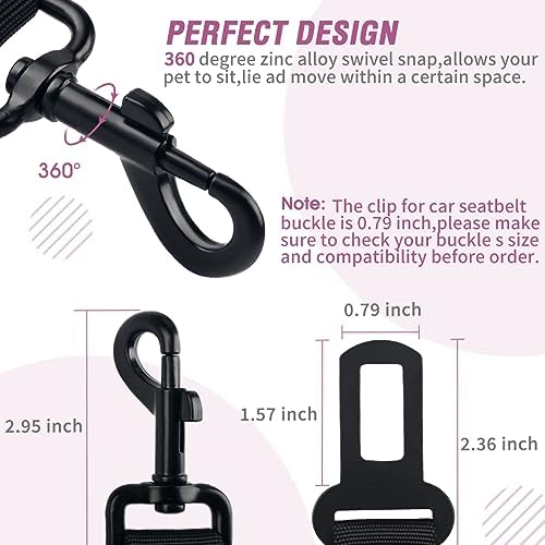 COOYOO Dog Seat Belt,3 Piece Set Retractable Dog Car Adjustable Seatbelts for Vehicle Nylon Pet Safety Heavy Duty & Elastic & Durable Car Harness for Dogs - Image 6