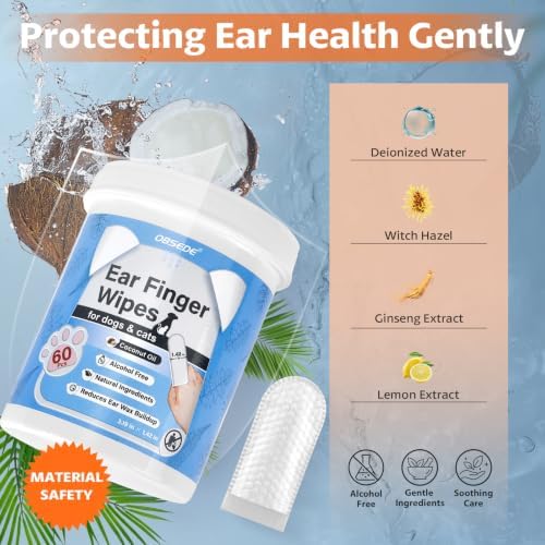 OBSEDE Ear Finger Wipes for Dogs & Cats, 120 Count, Alcohol Free Pet Care - Image 2