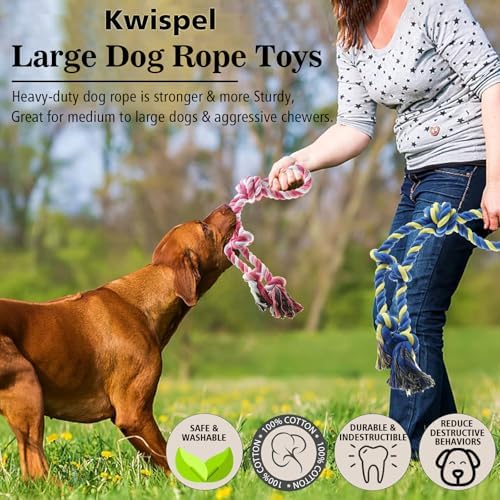Rope Toy for Dogs，Large Dog Rope Toys for Aggressive Chewers, Heavy Duty Dog Toys for Large Medium Breed, Indestructible Tough Chew Toys Tug of War Dog Toy Cotton Rope for Teeth Cleaning - Image 3