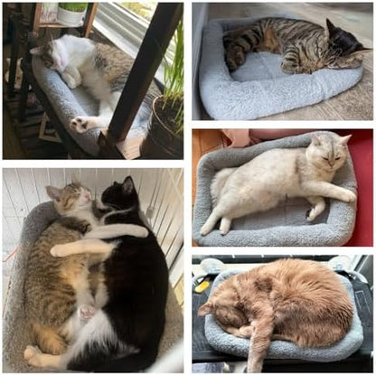 Cat Bed Washable Indoor Cat Cushion Bed, Soft and Cozy Plush Pet Bed-M - Image 2